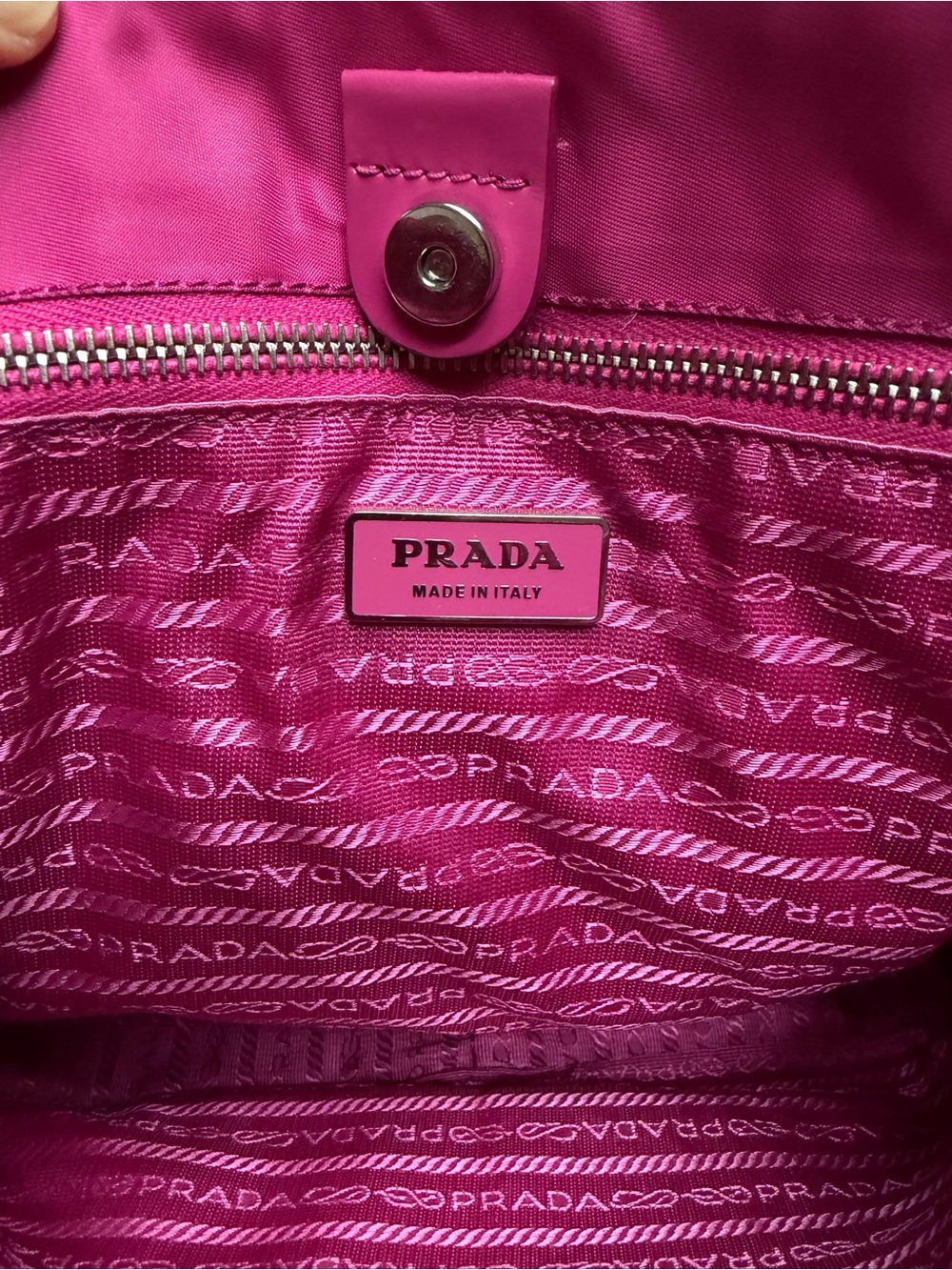 Prada Magenta Nylon Tote with Leather Handles - Picture 5 of 15